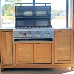 Teca Teak Modular Outdoor Kitchen Cabinets with Summerset Sizzler Grill